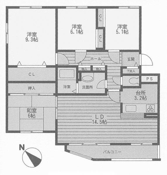 Floor plan. 4LDK, Price 18.9 million yen, Footprint 899.94 sq m , Balcony area 6.62 sq m