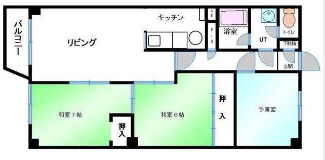 Floor plan. 2LDK + S (storeroom), Price 5.5 million yen, Occupied area 64.24 sq m , Balcony area 3.07 sq m