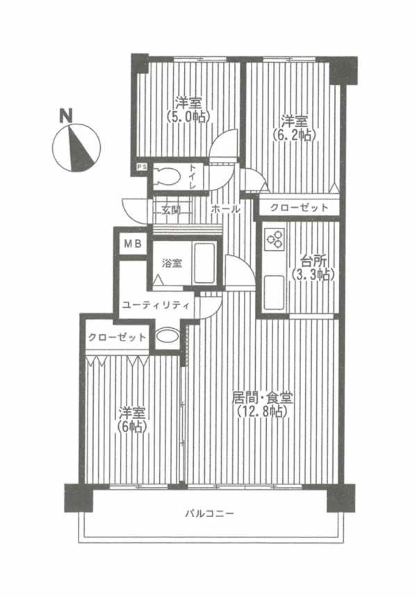 Floor plan. 3LDK, Price 16.8 million yen, Occupied area 71.21 sq m , Balcony area 10.12 sq m floor plan