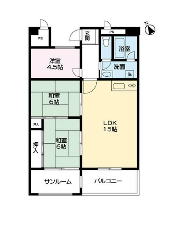 Floor plan. 3LDK, Price 9.5 million yen, Footprint 75.9 sq m , Balcony area 4.31 sq m floor plan