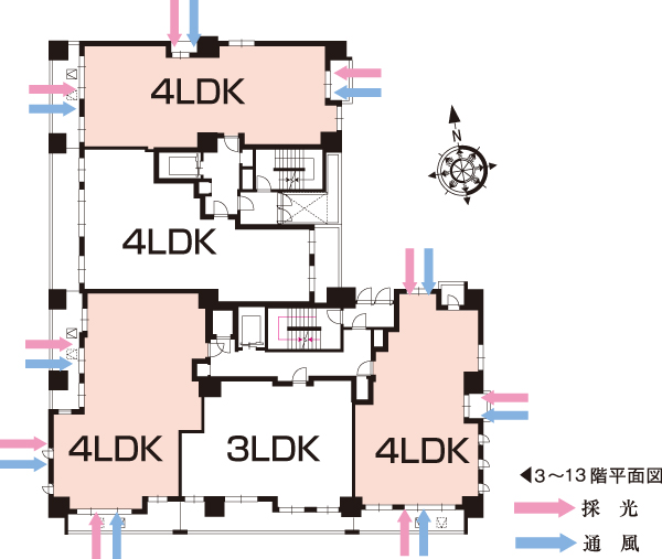 Shared facilities. 3rd floor ~ 13-floor plan view. Listings illustrations drawings which was raised to draw based on the drawings of the design stage, In fact and it may be slightly different