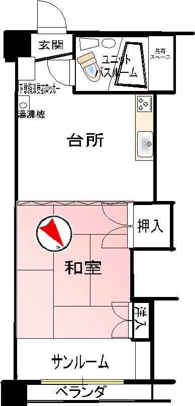 Floor plan. 1DK, Price 1.3 million yen, Occupied area 21.45 sq m , Balcony area 0.92 sq m