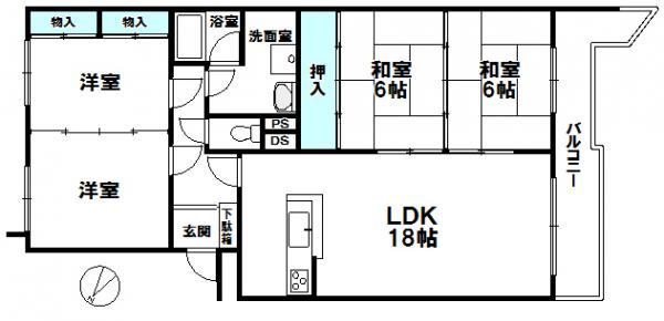Floor plan. 4LDK, Price 9.8 million yen, Occupied area 91.32 sq m , Balcony area 7.34 sq m