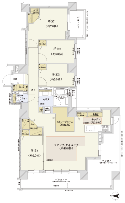Floor: 4LDK + storage room, occupied area: 100.84 sq m