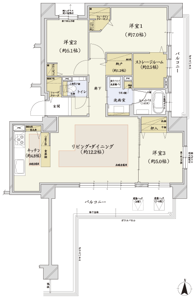 Floor: 3LDK + storage room, occupied area: 82.81 sq m
