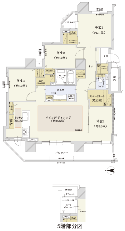 Floor: 4LDK + storage room, occupied area: 96.56 sq m