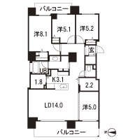 Floor: 4LDK + storage room + large pantry, occupied area: 98.64 sq m