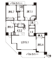 Floor: 4LDK + storage room, the area occupied: 97.9 sq m