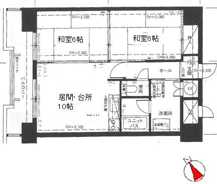 Floor plan. 2DK, Price 5 million yen, Occupied area 51.03 sq m , Balcony area 8.07 sq m