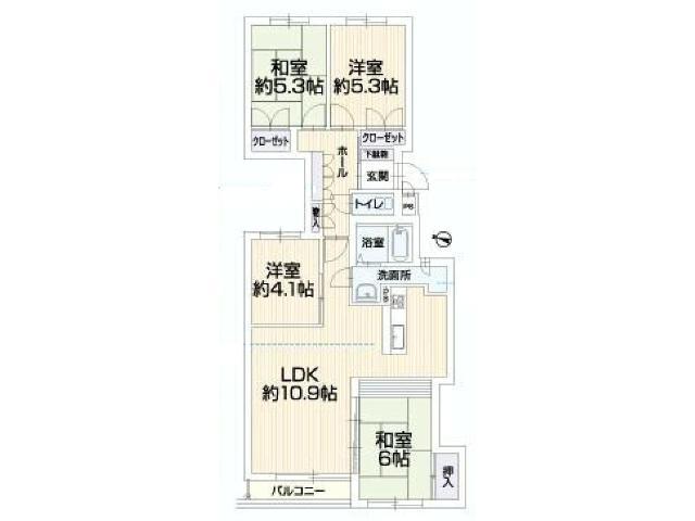 Floor plan. 4LDK, Price 8.8 million yen, Occupied area 77.15 sq m , Balcony area 3.3 sq m Floor