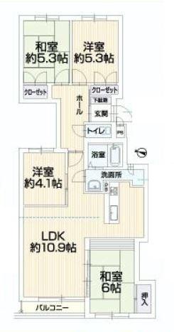 Floor plan. 4LDK, Price 8.8 million yen, Occupied area 77.15 sq m , Balcony area 3.3 sq m