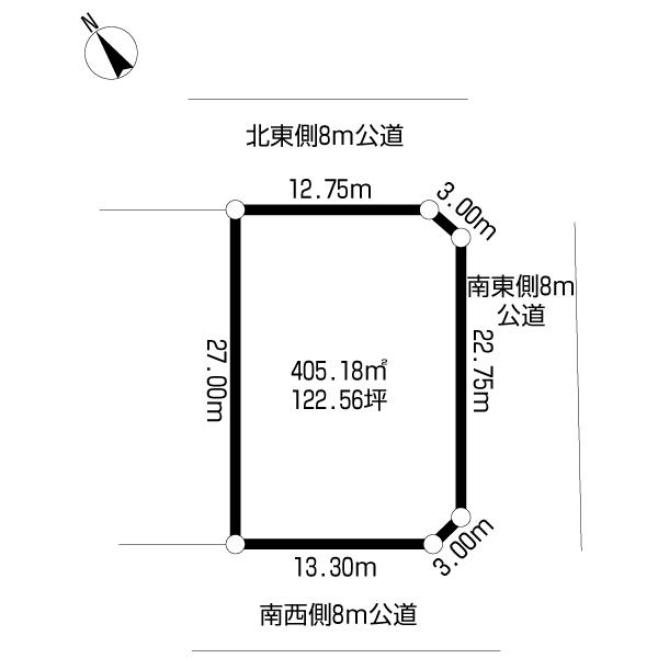 Compartment figure. Land price 33 million yen, Land area 405.18 sq m
