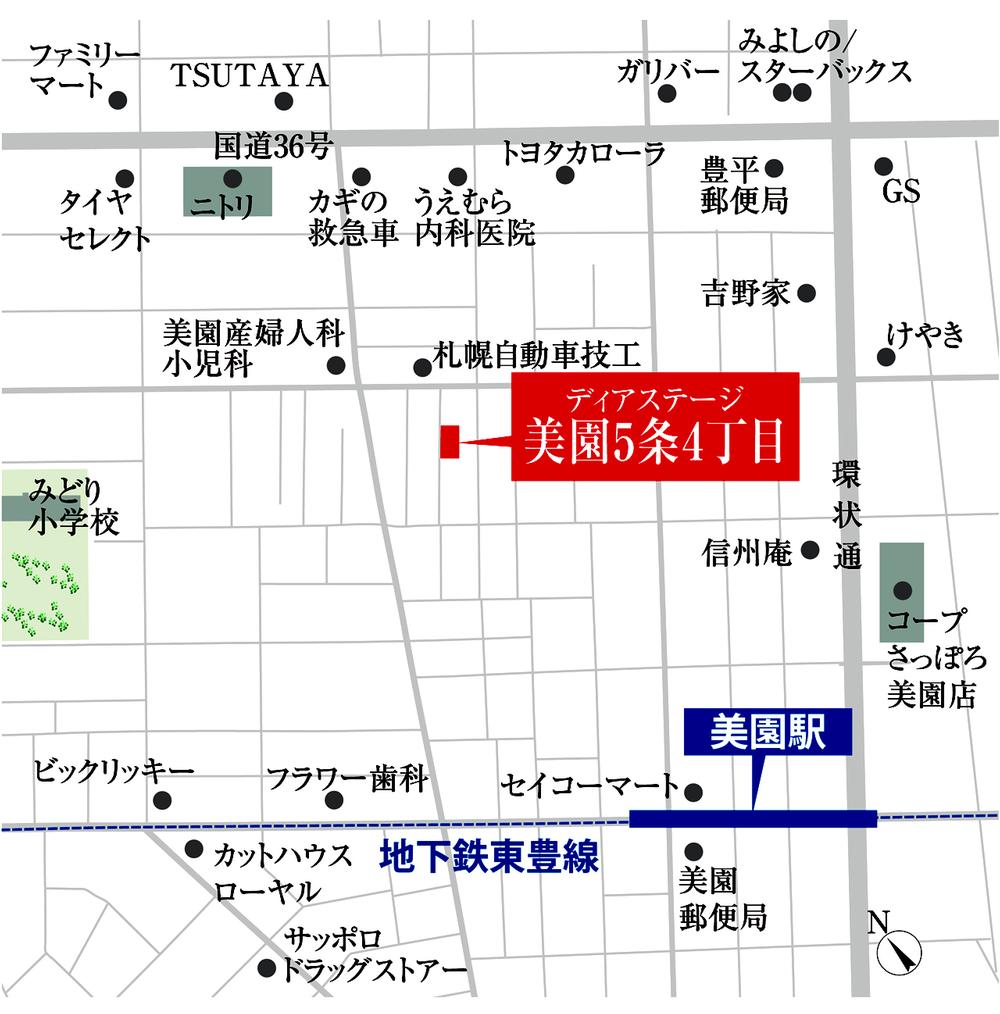 Local guide map. Local guide map (Toyohira-ku Misono Article 5 4-chome No. 3)