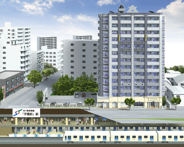 Building structure. If the nearest Gakuenmae Station No. 3 entrance, Smooth if there is a escalator to the floor with a wicket. Odori Station of the city from Gakuenmae Station because the ride 3 minutes, It is a location where you can just feel the comfort of the city center proximity. Exterior - Rendering