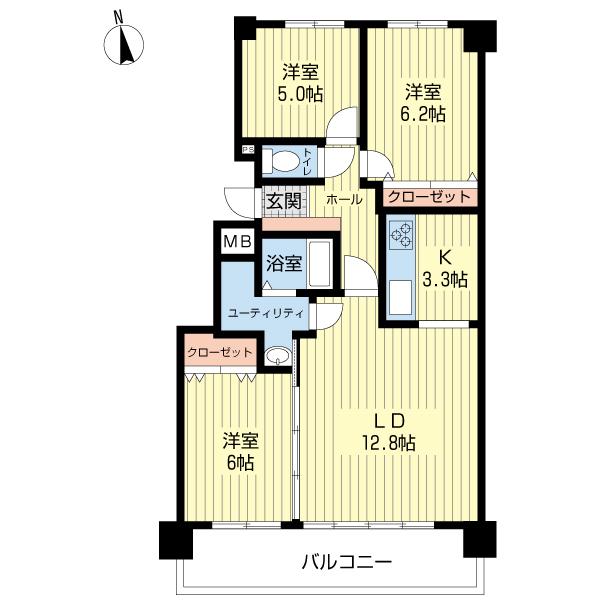 Floor plan. 3LDK, Price 16.8 million yen, Occupied area 71.21 sq m , Balcony area 10.12 sq m