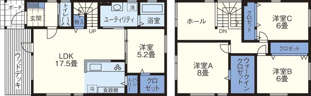 Building plan example (floor plan). Building plan example (if built in compartment (5)) 4LDK, Land price 11 million yen, Land area 171.91 sq m , Building price 15.8 million yen, Building area 116.77 sq m
