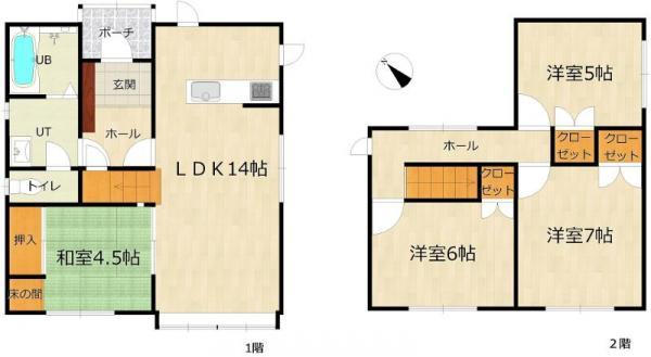 Floor plan. 12.6 million yen, 4LDK, Land area 247.79 sq m , Building area 105.8 sq m