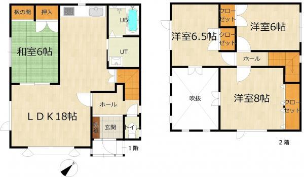 Floor plan. 10.8 million yen, 4LDK, Land area 261.89 sq m , Building area 101.44 sq m