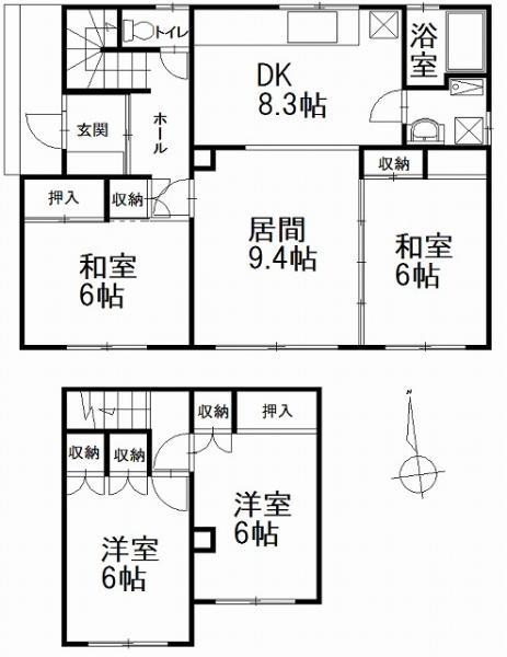 Floor plan. 3 million yen, 4LDK, Land area 359.79 sq m , Building area 96.66 sq m