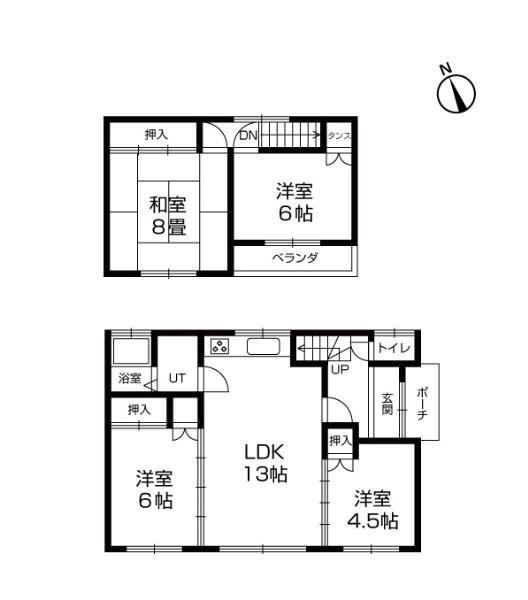 Floor plan. 9.8 million yen, 4LDK, Land area 164.28 sq m , Building area 84.84 sq m