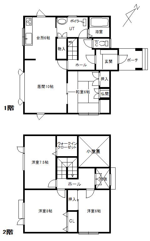 Floor plan. 15.6 million yen, 4LDK, Land area 187.35 sq m , Building area 110.95 sq m