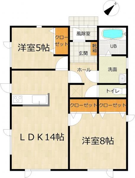 Floor plan. 12.8 million yen, 2LDK, Land area 247.92 sq m , Building area 64.59 sq m 2LDK One-story