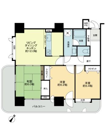 Floor plan. 3LDK, Price 7.9 million yen, Occupied area 68.04 sq m , Balcony area 19.51 sq m
