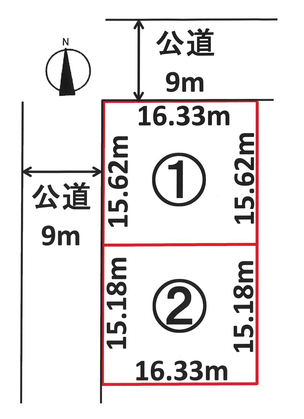 Compartment figure. Land price 3.3 million yen, Land area 255.18 sq m (1) corner lot is the property. 