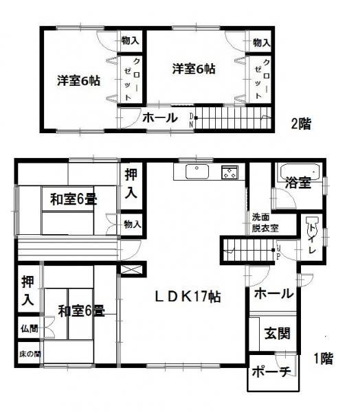 Floor plan. 6,980,000 yen, 4LDK, Land area 199.51 sq m , Building area 102.87 sq m 4LDK
