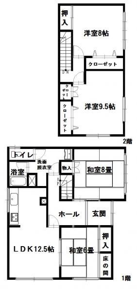 Floor plan. 14,350,000 yen, 4LDK, Land area 264 sq m , Building area 111.47 sq m 4LDK