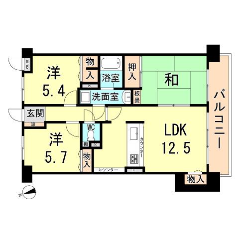 Floor plan. 3LDK, Price 8.8 million yen, Occupied area 67.23 sq m , Balcony area 8.58 sq m