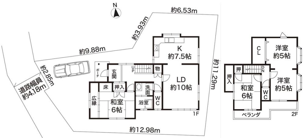 Floor plan. 12.8 million yen, 4LDK, Land area 141.54 sq m , Building area 105.16 sq m