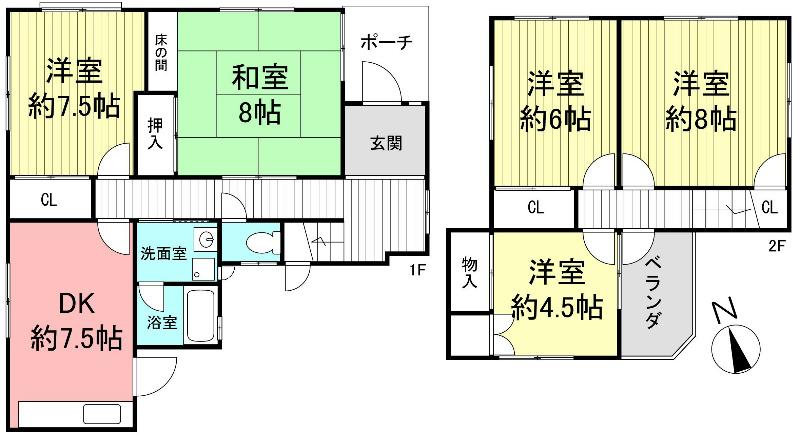 Floor plan. 14.8 million yen, 5DK, Land area 119.77 sq m , Building area 96.05 sq m