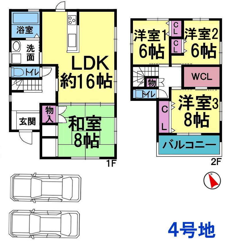 Floor plan. 30,900,000 yen, 4LDK, Land area 196.94 sq m , Building area 113.44 sq m