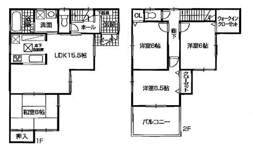 Floor plan. 19,800,000 yen, 4LDK + S (storeroom), Land area 116.52 sq m , Building area 93.96 sq m 4LDK