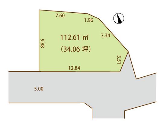 Compartment figure. Land price 12.8 million yen, Land area 112.61 sq m