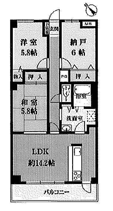Floor plan. 2LDK + S (storeroom), Price 9.8 million yen, Footprint 76.8 sq m , Balcony area 9.6 sq m