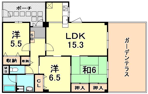 Floor plan. 3LDK, Price 13.8 million yen, Occupied area 75.19 sq m , Balcony area 27 sq m