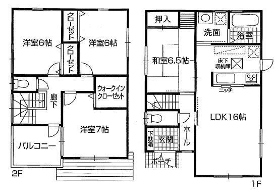 Floor plan. 28,900,000 yen, 4LDK + S (storeroom), Land area 144.44 sq m , Building area 99.22 sq m 4LDK