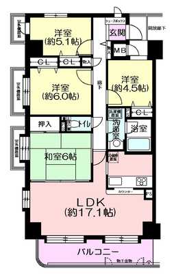 Floor plan. 4LDK, Price 26,800,000 yen, Occupied area 84.14 sq m , Balcony area 10.48 sq m