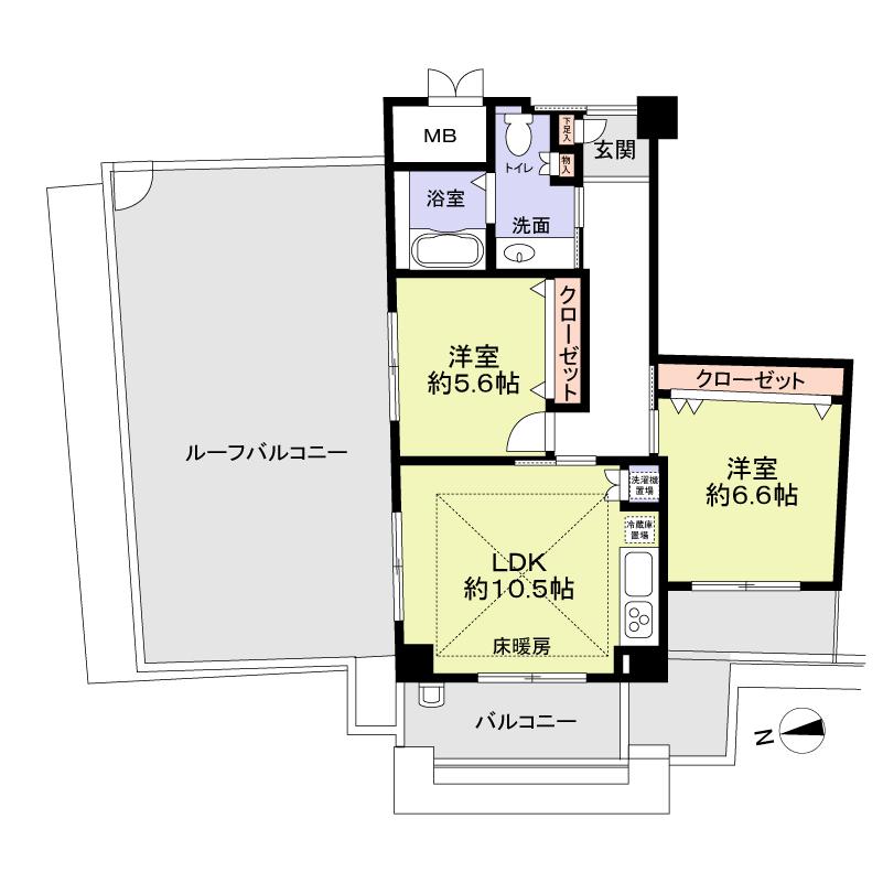 Floor plan. 2LDK, Price 8.8 million yen, Occupied area 59.39 sq m