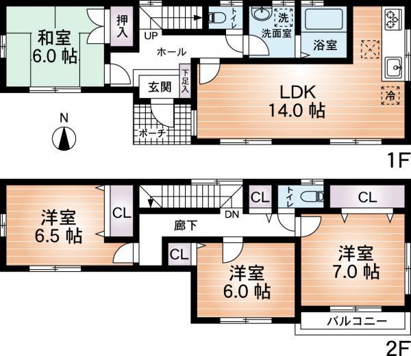 Floor plan. 25,300,000 yen, 4LDK, Land area 94.2 sq m , Building area 100.19 sq m