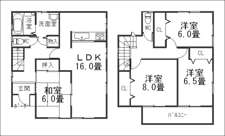 Floor plan. (Building 2), Price 24,800,000 yen, 4LDK, Land area 208.83 sq m , Building area 105.99 sq m