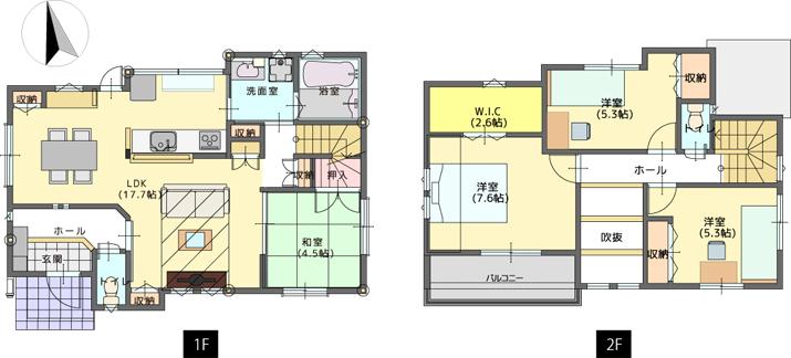 Floor plan. 27.3 million yen, 4LDK, Land area 120.5 sq m , Ingenuity and building area 101.22 sq m daylighting, Floor plan that takes care to housework flow line