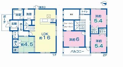 Floor plan. 28.8 million yen, 4LDK + 2S (storeroom), Land area 190 sq m , Back door closed to the building area 102.67 sq m veranda Multi-storage