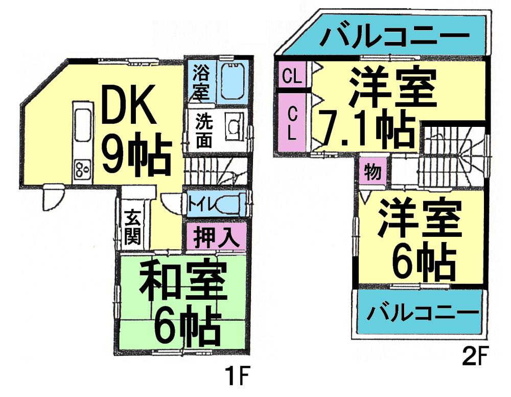 Floor plan. 21,800,000 yen, 3DK, Land area 68.66 sq m , Building area 68.39 sq m