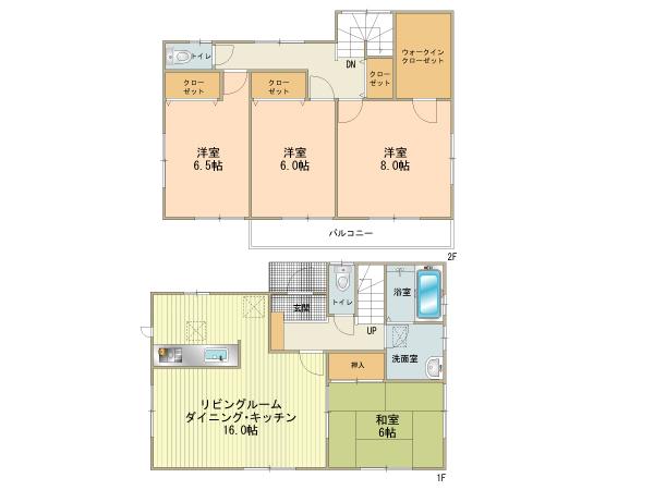 Floor plan. (Building 2), Price 31,800,000 yen, 4LDK, Land area 159.12 sq m , Building area 105.98 sq m