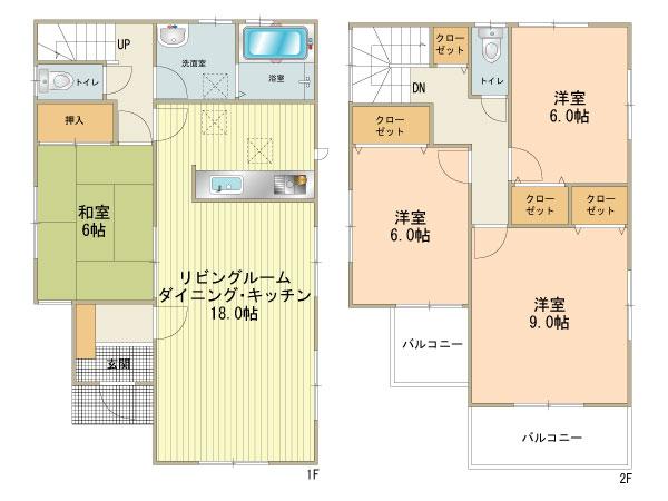 Floor plan. (8 Building), Price 31,800,000 yen, 4LDK, Land area 135.82 sq m , Building area 105.98 sq m