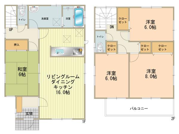 Floor plan. (9 Building), Price 31,800,000 yen, 4LDK, Land area 135.84 sq m , Building area 102.68 sq m