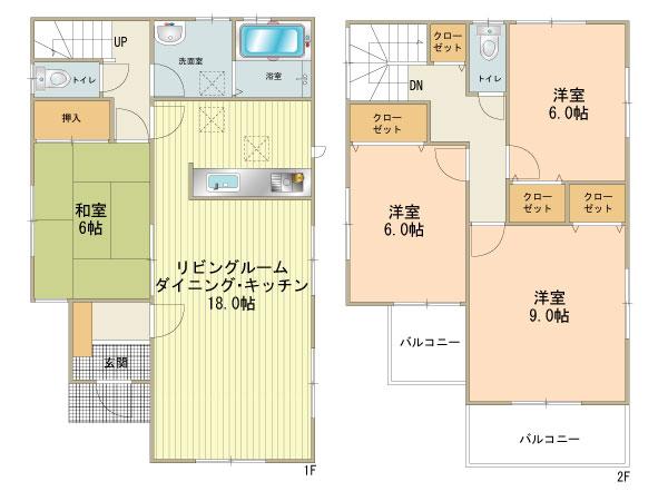 Floor plan. (10 Building), Price 31,800,000 yen, 4LDK, Land area 135.93 sq m , Building area 105.98 sq m